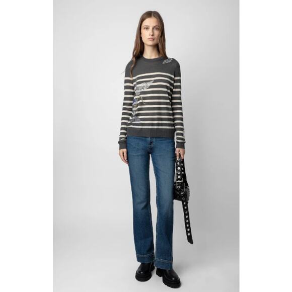 Zadig & Voltaire Gray Striped Sweater - Picture 1 of 13